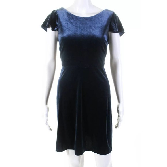 London Times Velvet Short Sleeve Dress - Picture 1 of 6